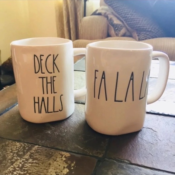Rae Dunn Christmas Mugs Deck the Halls Fa la la - Picture 1 of 5